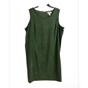 Vintage STUDIO C PLUS Green Velvet Sleeveless Shift Dress Women's Plus Size 22W
